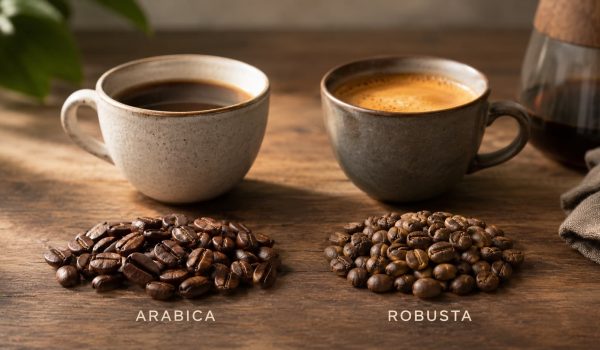 مقایسه دانه‌های قهوه عربیکا و روبوستا
